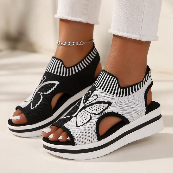 Sockela – Sandaler Peep Toe på plattform z Dzianiny för kvinnor