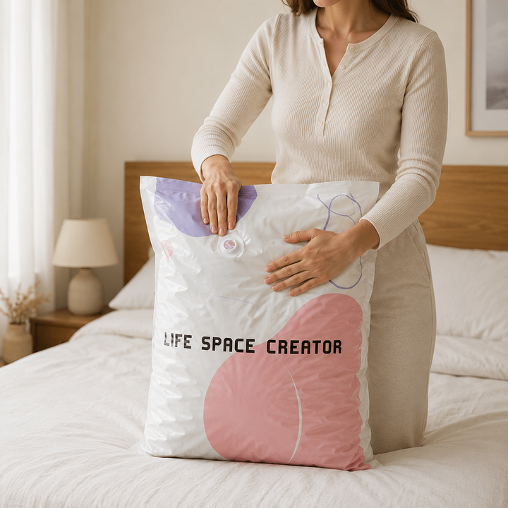 Spacenest – Torby próżniowe 3D utan pompy för przechowywania w szafie i pościeli (2-pack)