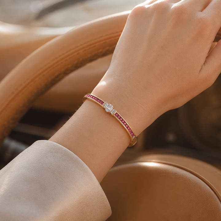 Lunavia – Bransoletka Bangle z Owalnym Kryształem w Centrum