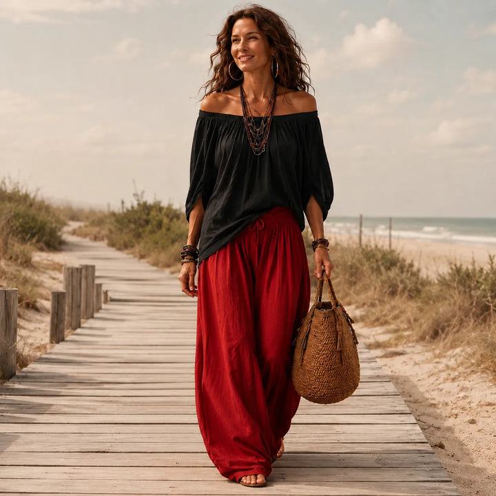 Solenza – Blus Boho på Ramiączkach i Byxor Lampionowe för kvinnor