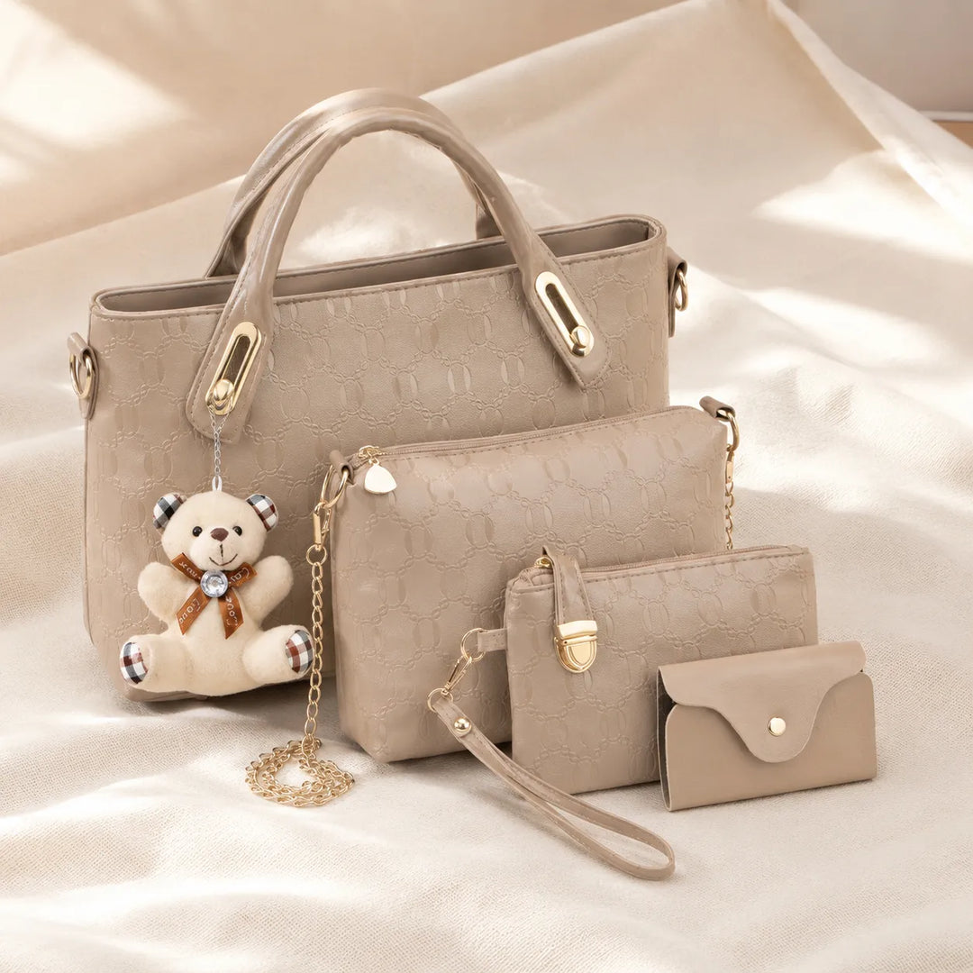 Belluna – Set torebek skórzanych w 4 częściach, väska tote, väska crossbody, saszetka, etui på karty