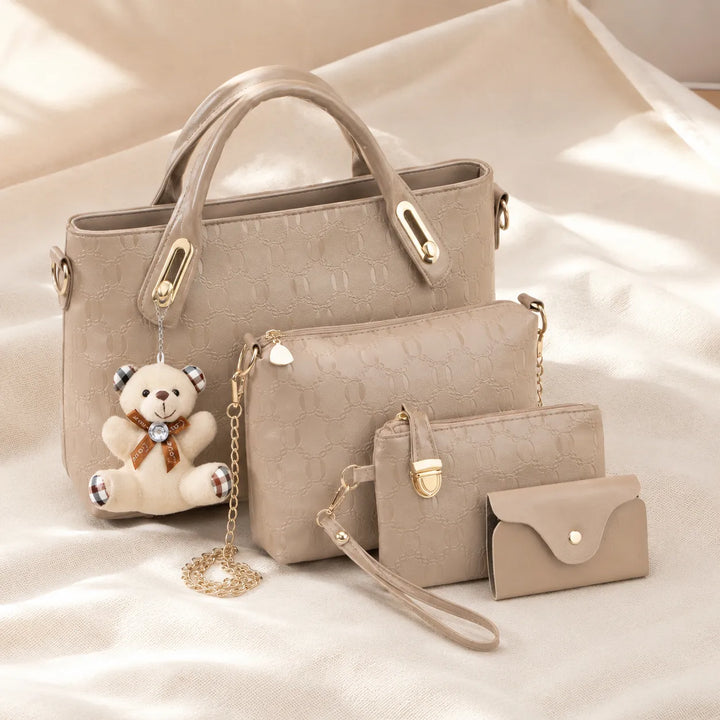 Belluna – Set torebek skórzanych w 4 częściach, väska tote, väska crossbody, saszetka, etui på karty