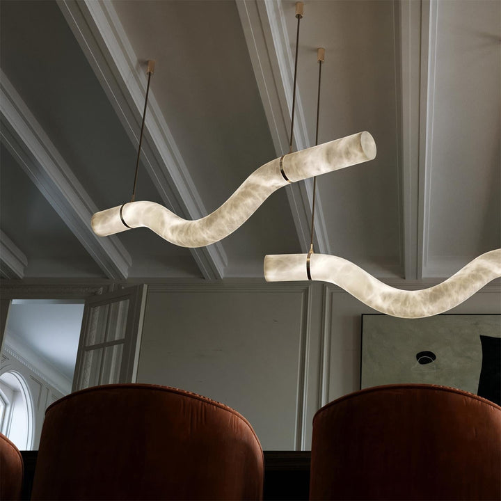 Strömlinjeformad Alabaster Pendellampa