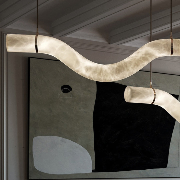Strömlinjeformad Alabaster Pendellampa