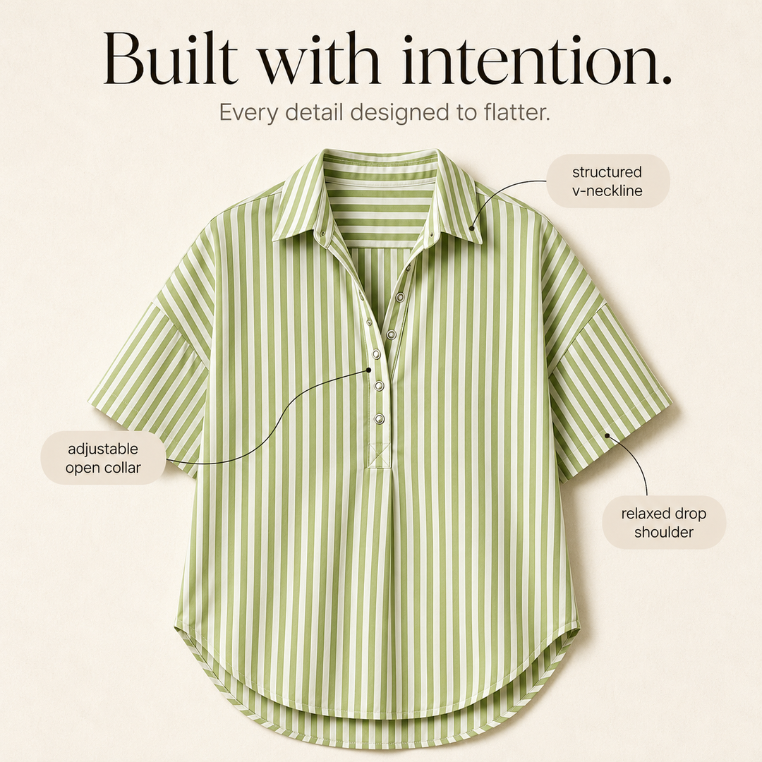 Marella – Przesadnie Stor Blus Popover w Band z Urringning w V-ringning