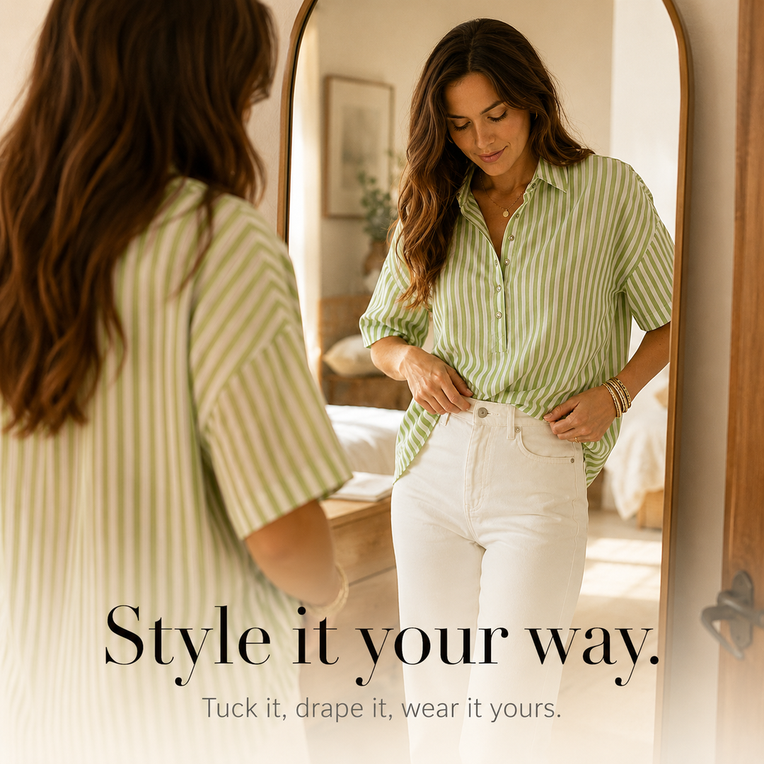 Marella – Przesadnie Stor Blus Popover w Band z Urringning w V-ringning
