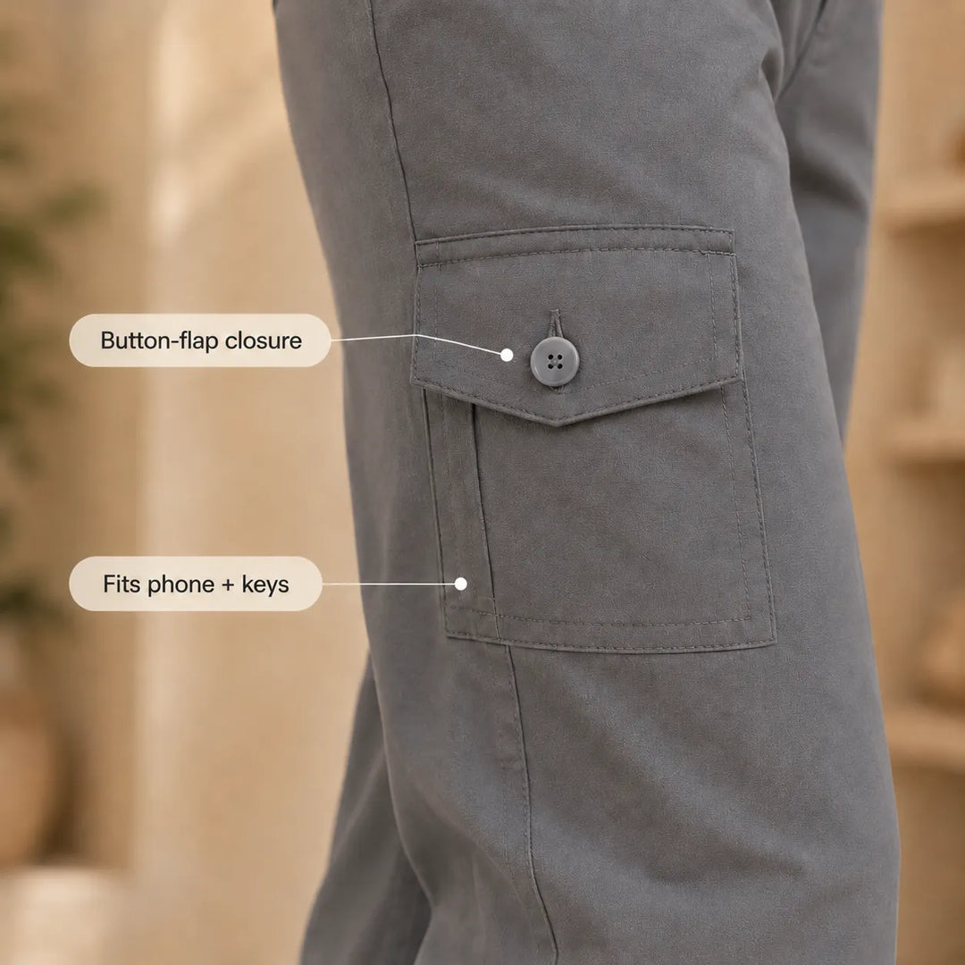 Tumva – Byxor Capri Cargo z Cuffed Hem i Kieszeniami