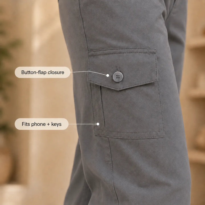 Tumva – Byxor Capri Cargo z Cuffed Hem i Kieszeniami