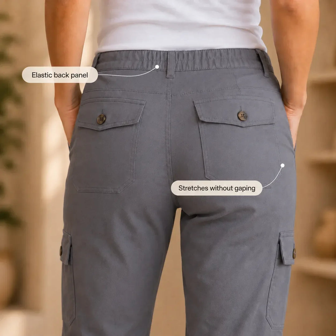 Tumva – Byxor Capri Cargo z Cuffed Hem i Kieszeniami
