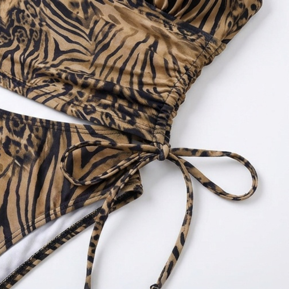 Lunavia – Kobiecy bikini w leopardmönster z głębokim urringning