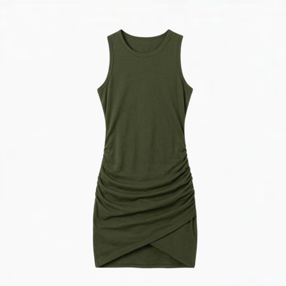 Vivara - Klänning bodycon utan ärmar z marszczeniem för kvinnor