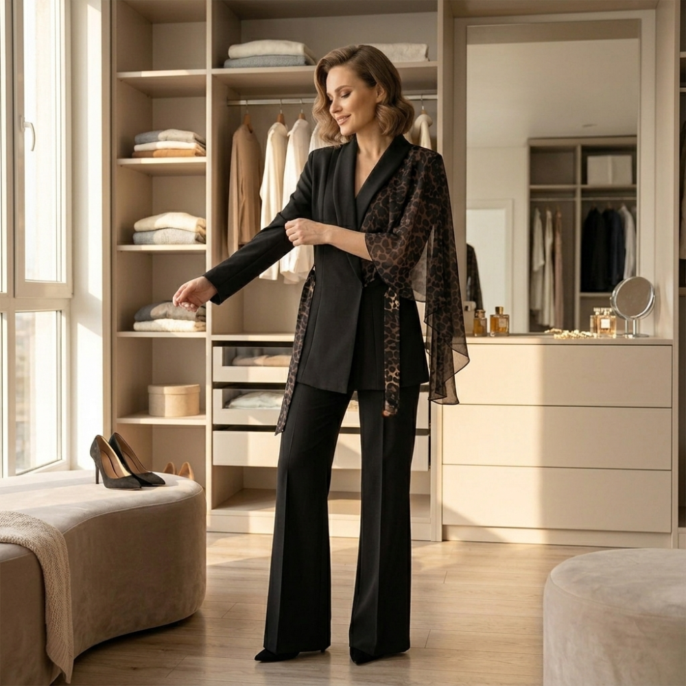Selvana – Set żakietu i byxor w leopardmönster