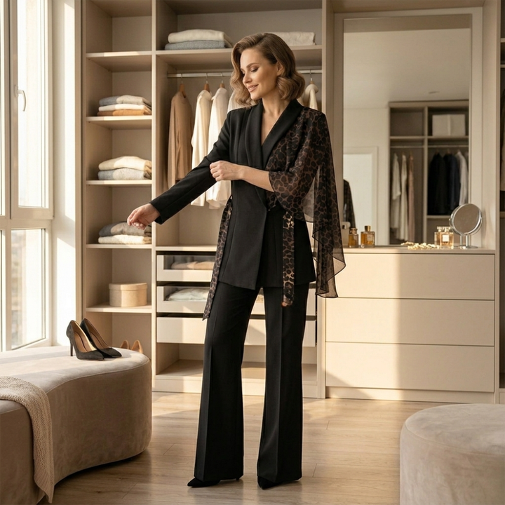 Selvana – Set żakietu i byxor w leopardmönster