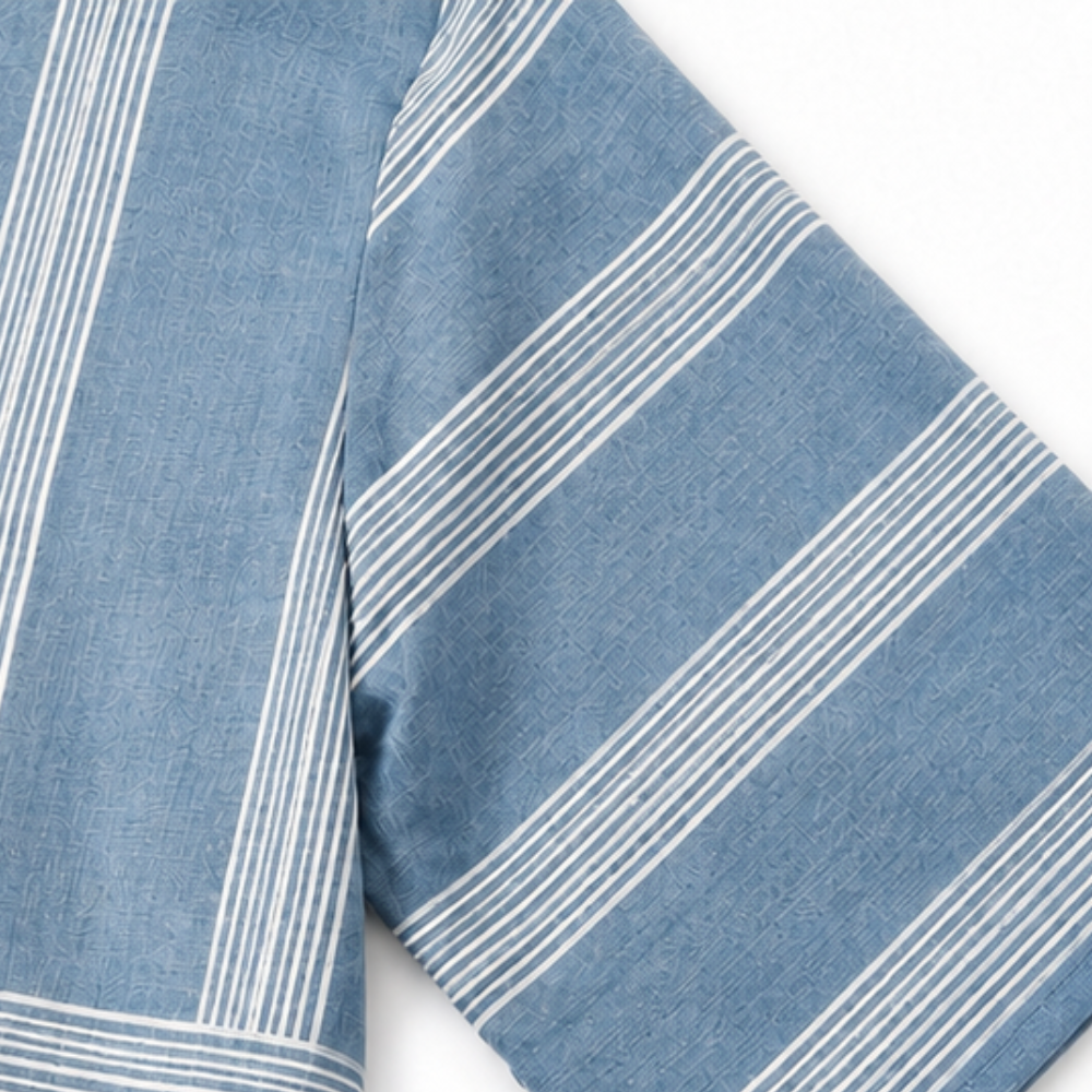 Ease &amp; Stripe – Tunika w band z urringning w v-ringning i set byxor