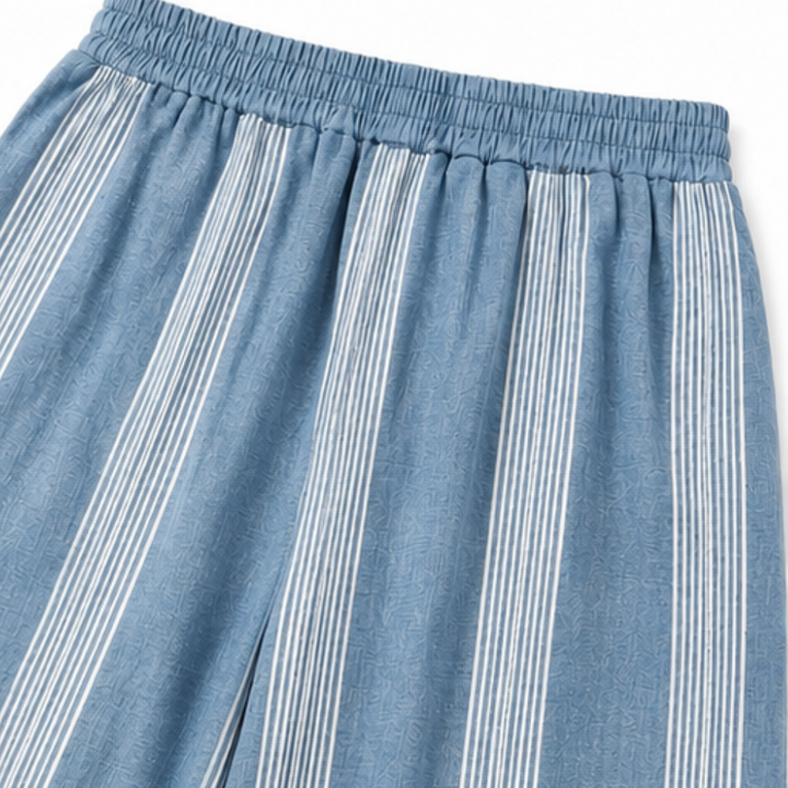 Ease &amp; Stripe – Tunika w band z urringning w v-ringning i set byxor