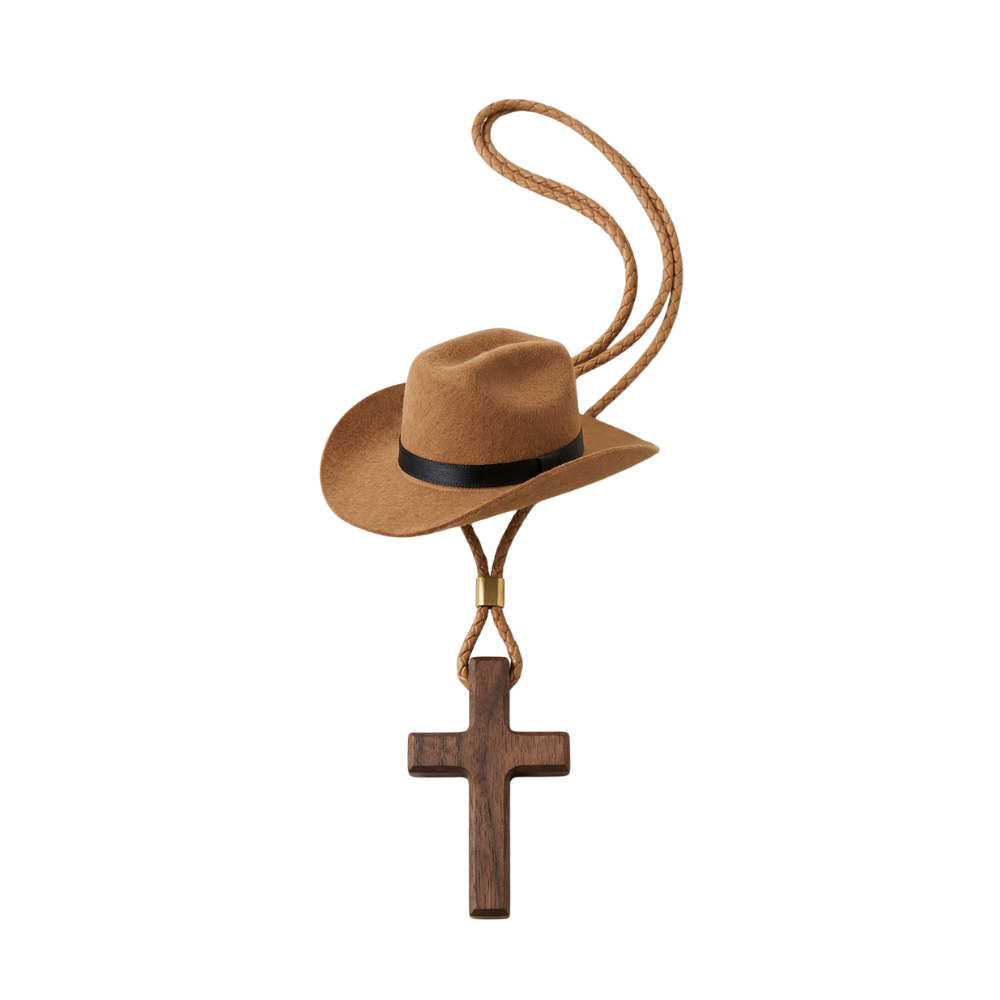 Saddle Cross – Zawieszka z Kapeluszem Kowbojskim i Kors