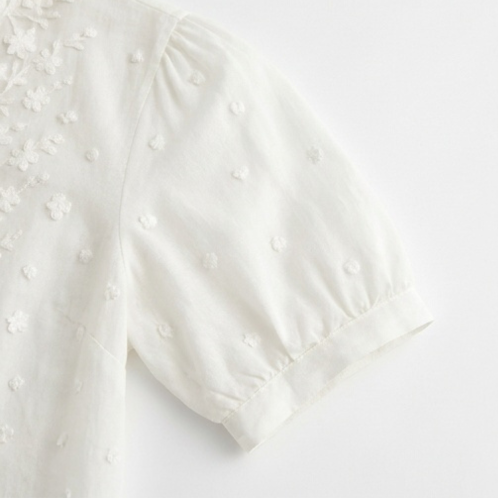 Lunelle – Kobieca Biała Blus z Broderi