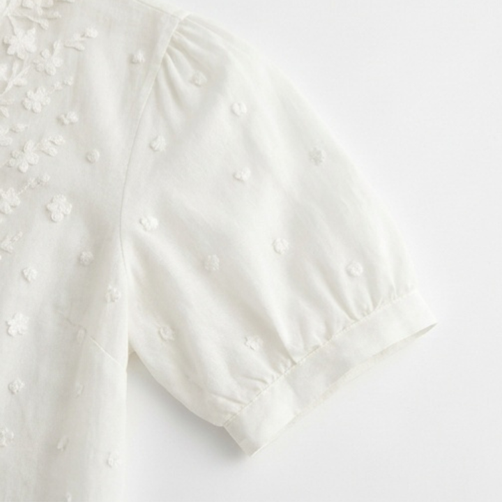 Lunelle – Kobieca Biała Blus z Broderi