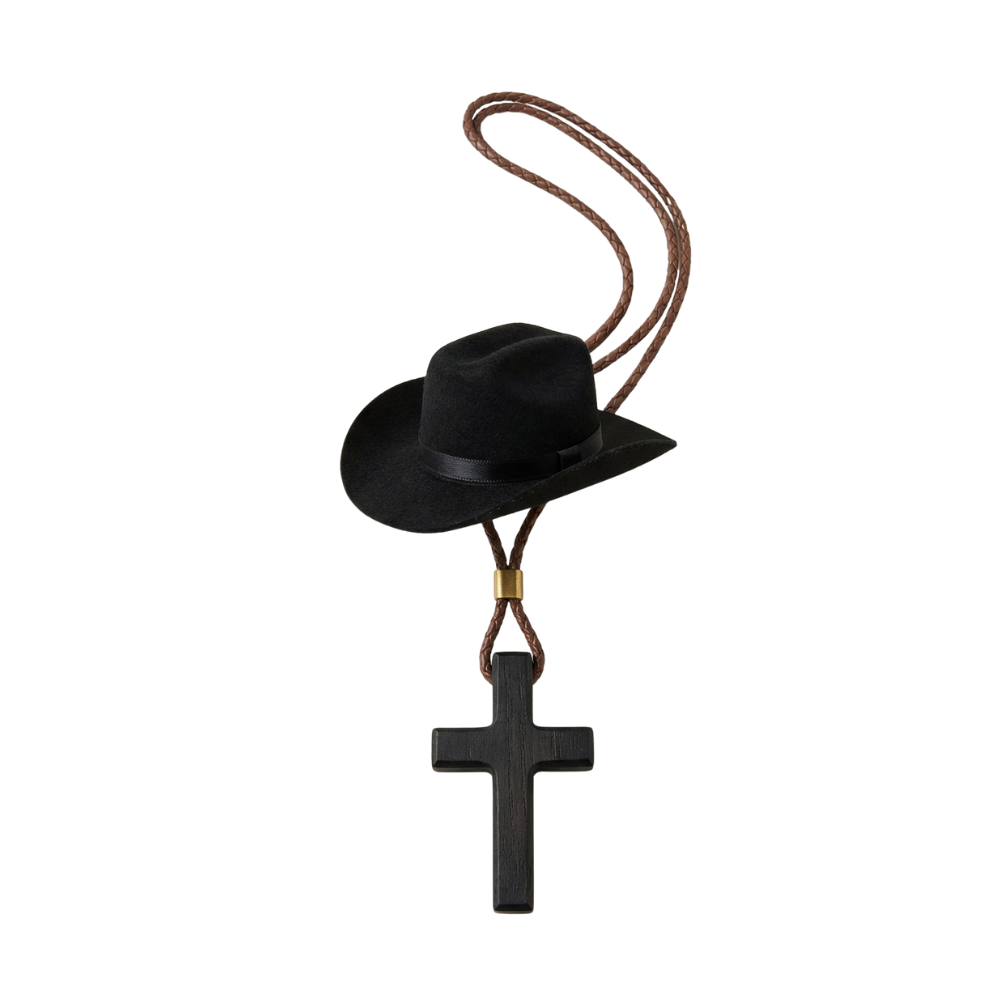 Saddle Cross – Zawieszka z Kapeluszem Kowbojskim i Kors