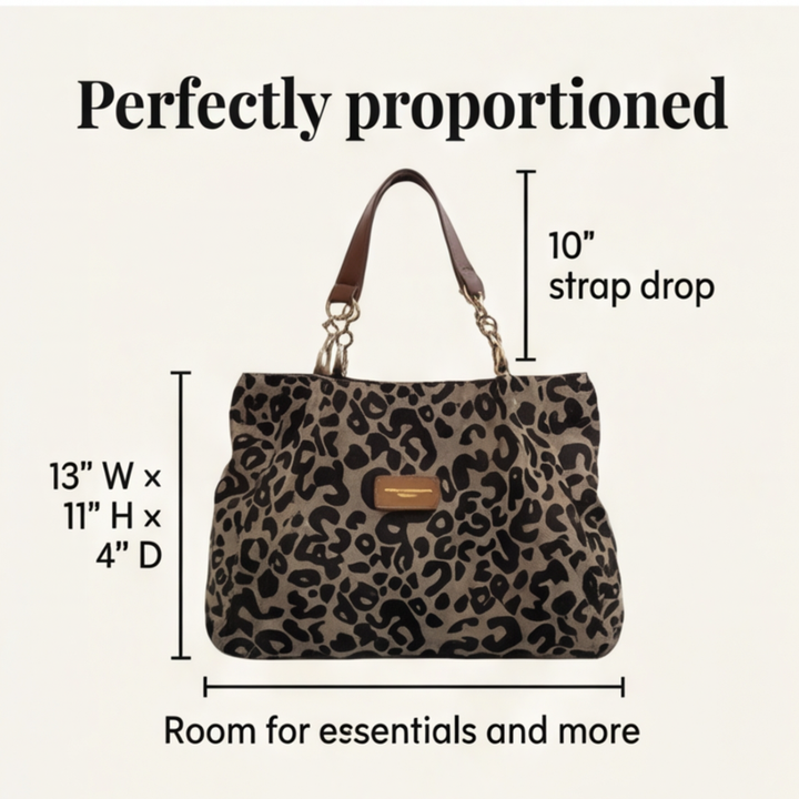 Lynxe - Väska w leopardmönster z detaljer kedja