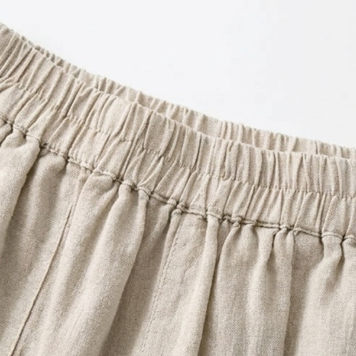 Linora – Luźne lniane shorts bermudy för kvinnor z kieszeniami