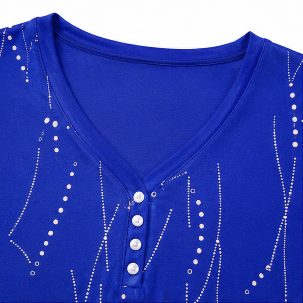 Vivelyn – Blus V-Neck z Wymiarowym Printem