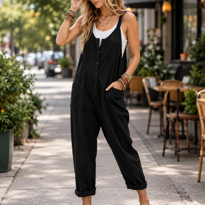 Wearbella – Kombinezon utan ärmar z vida ben i kieszeniami