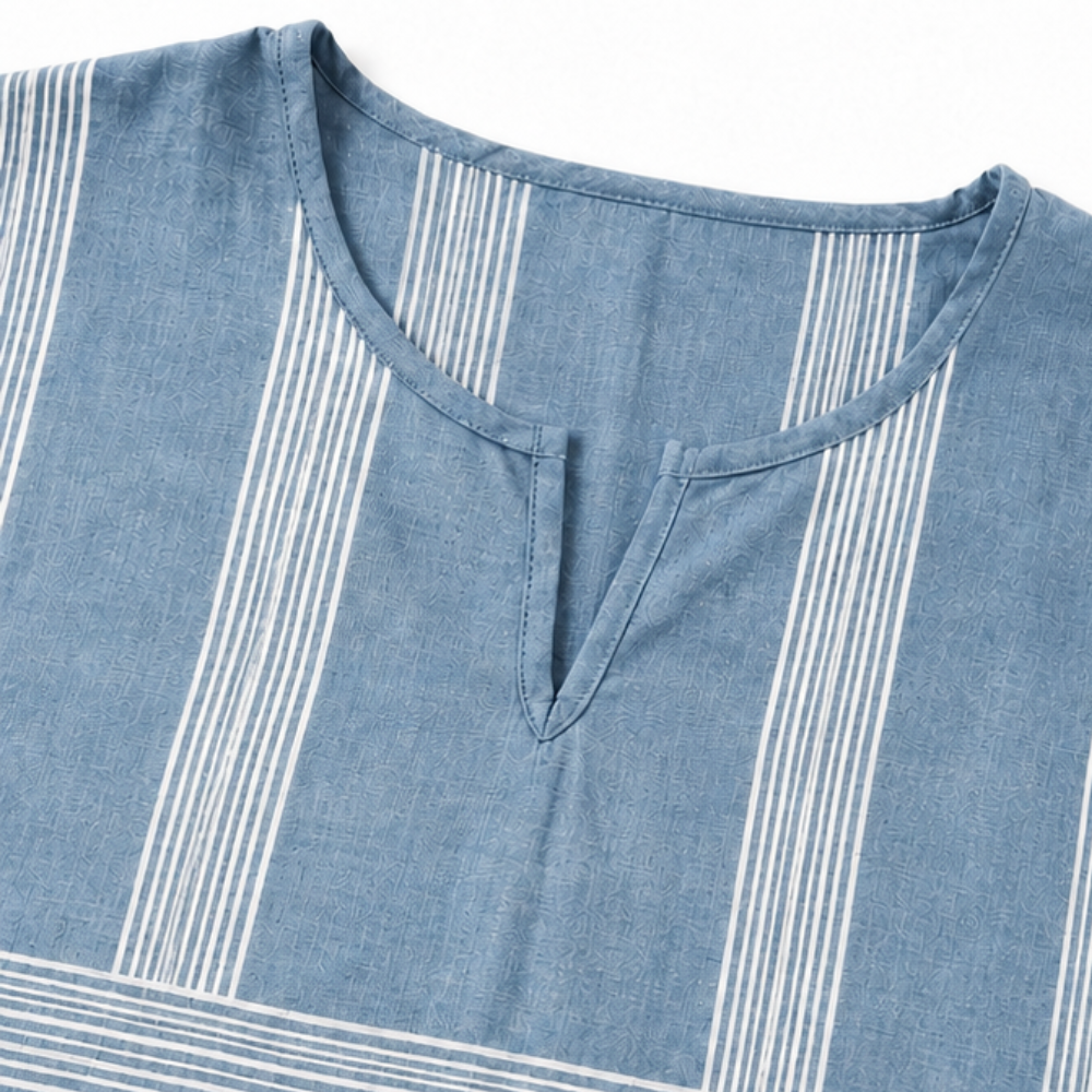 Ease &amp; Stripe – Tunika w band z urringning w v-ringning i set byxor