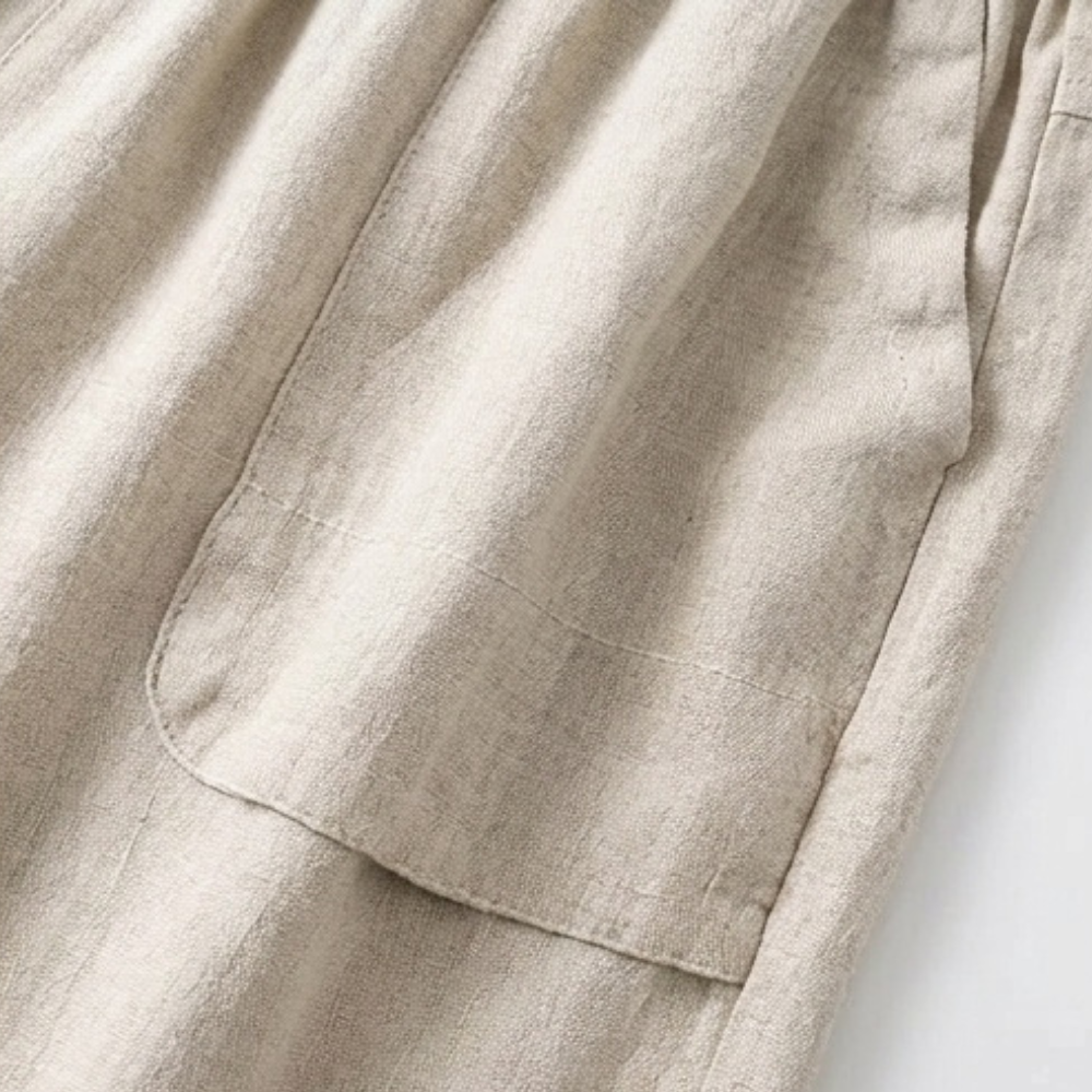 Linora – Luźne lniane shorts bermudy för kvinnor z kieszeniami