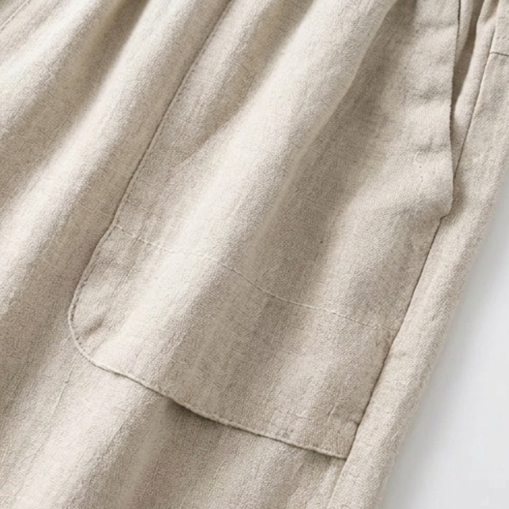 Linora – Luźne lniane shorts bermudy för kvinnor z kieszeniami