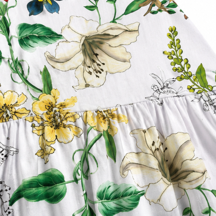 Wearbella – Midi klänning w blommig mönster z okrągłym urringning