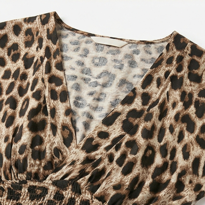 Vivara – Klänning maxi w leoparda z marszczonym band