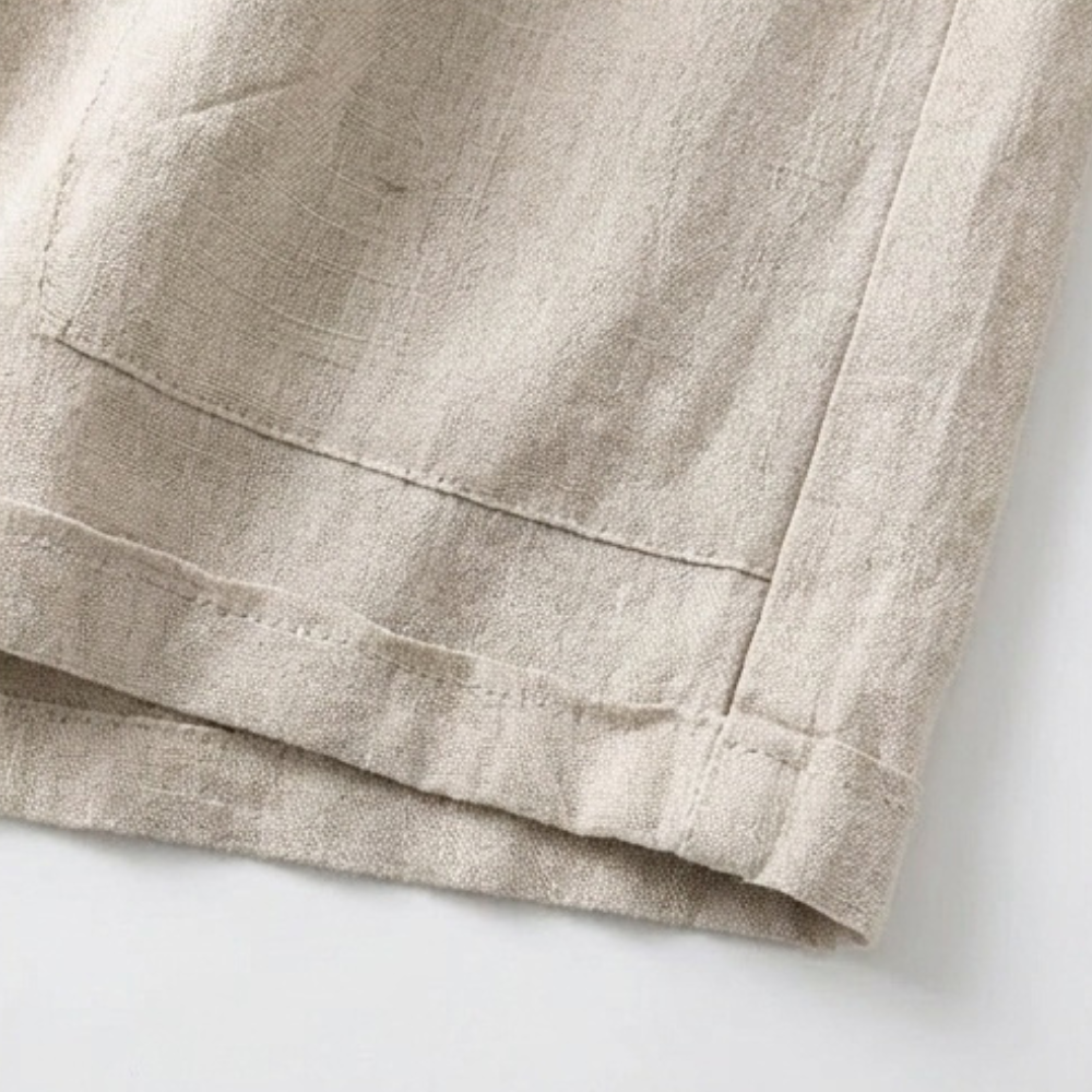 Linora – Luźne lniane shorts bermudy för kvinnor z kieszeniami