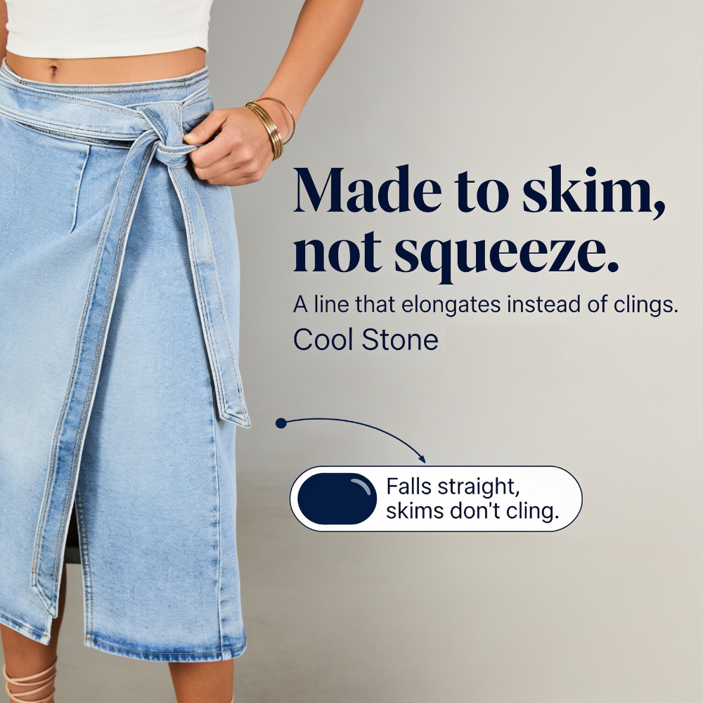 Trueline Denim – Kjol midi z regulowanym wiązaniem w midja