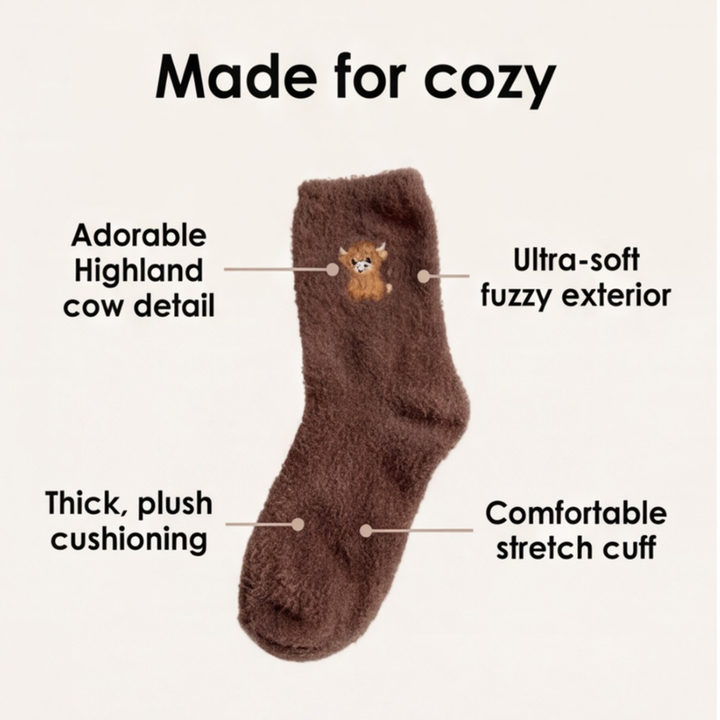 Cozymoo – Skarpety z Fuzzy Highland Cow