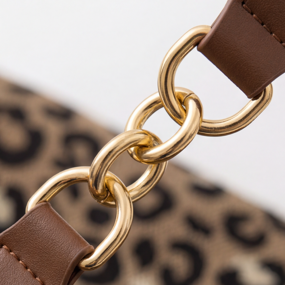 Lynxe - Väska w leopardmönster z detaljer kedja
