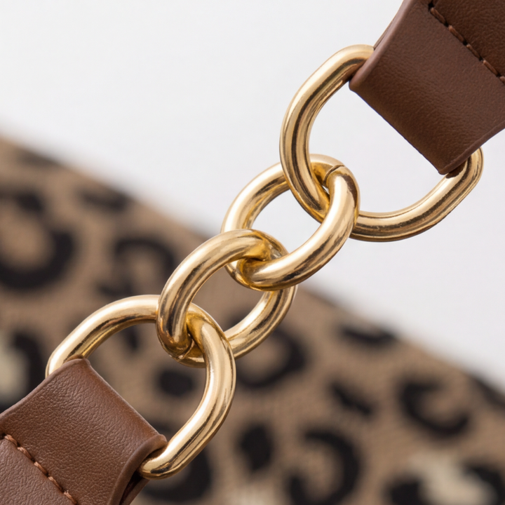 Lynxe - Väska w leopardmönster z detaljer kedja