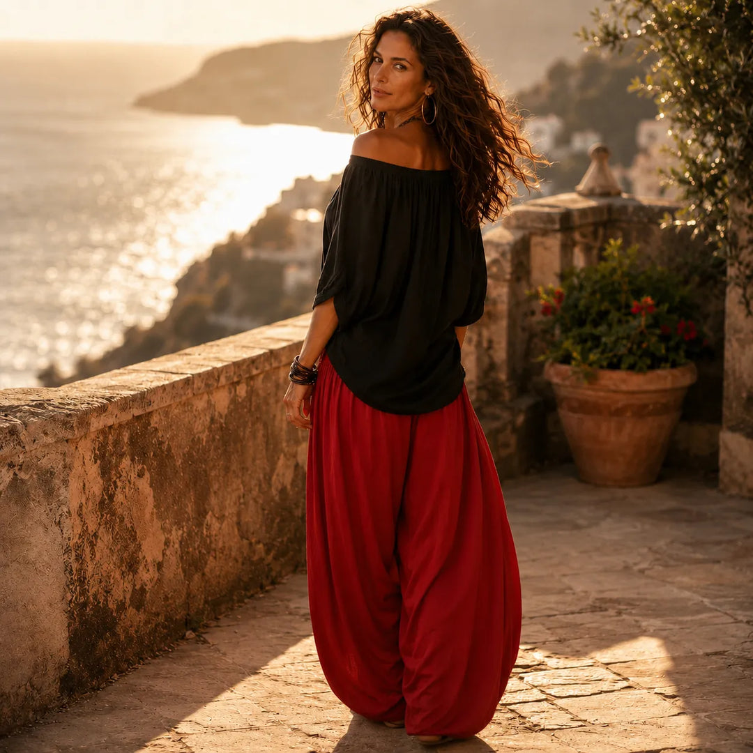 Solenza – Blus Boho på Ramiączkach i Byxor Lampionowe för kvinnor