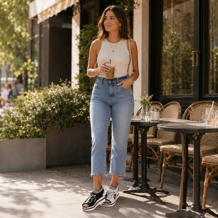 Sockela – Sandaler Peep Toe på plattform z Dzianiny för kvinnor