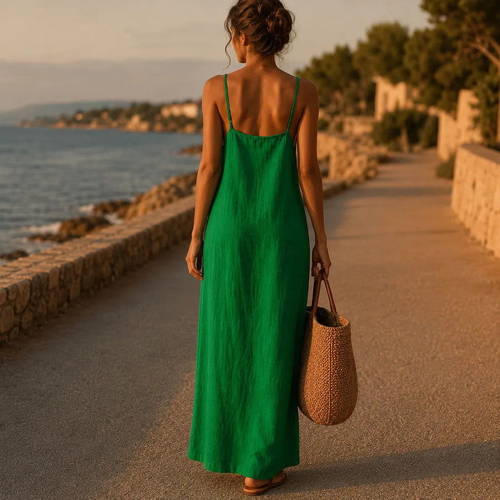Marelle – Klänning Maxi w Stilu Lnianym