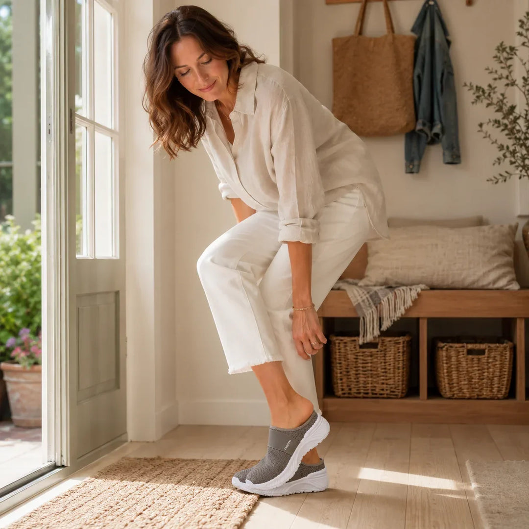 Stride &amp; Soft – Dam skor slip-on på plattform z siateczki, andningsbara, antypoślizgowe