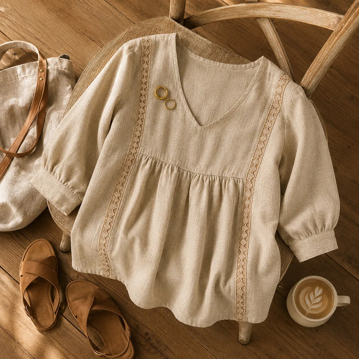 Liorelle – Blus Babydoll z Koronkowym Finish i Urringning w V-ringning för kvinnor
