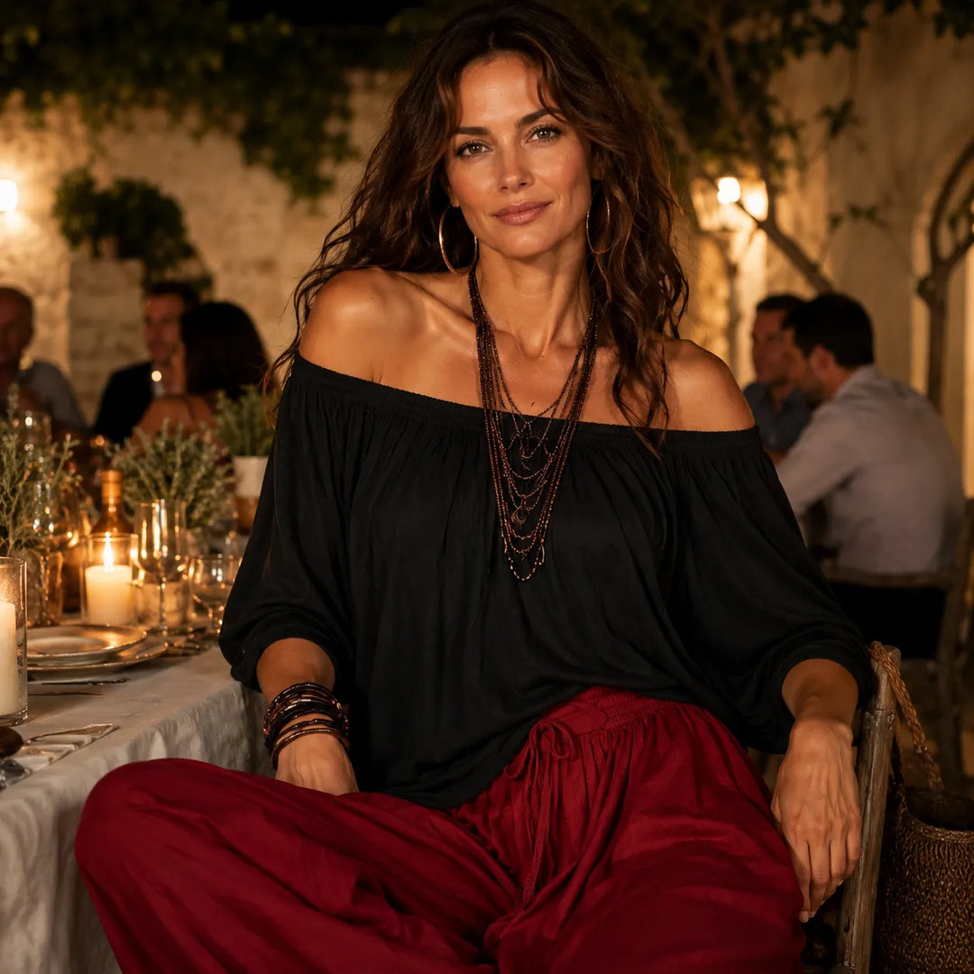 Solenza – Blus Boho på Ramiączkach i Byxor Lampionowe för kvinnor