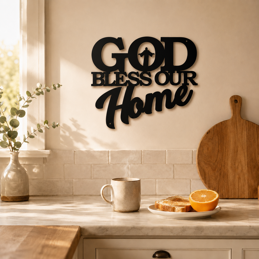 Hearthwell – Svart Metall Znak Vägg, Sztuka Dekorativ Wiary i Hemmet