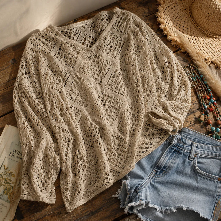 Marigrove – Boho Dam Top V-Neck Szydełkowy