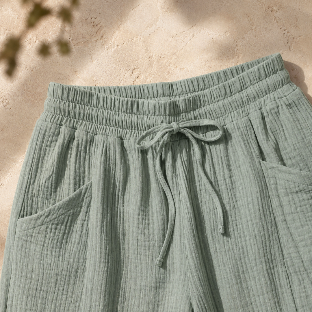 Linelle – Kobiece Byxor Cropped z Vida ben i Kieszeniami