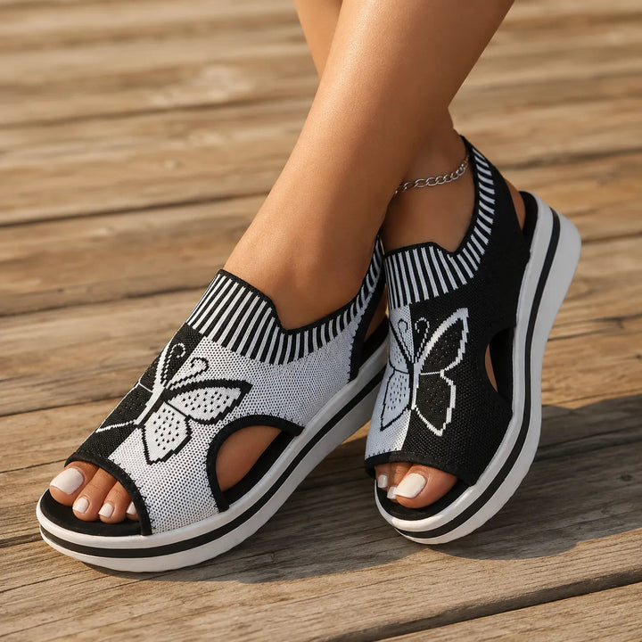 Sockela – Sandaler Peep Toe på plattform z Dzianiny för kvinnor