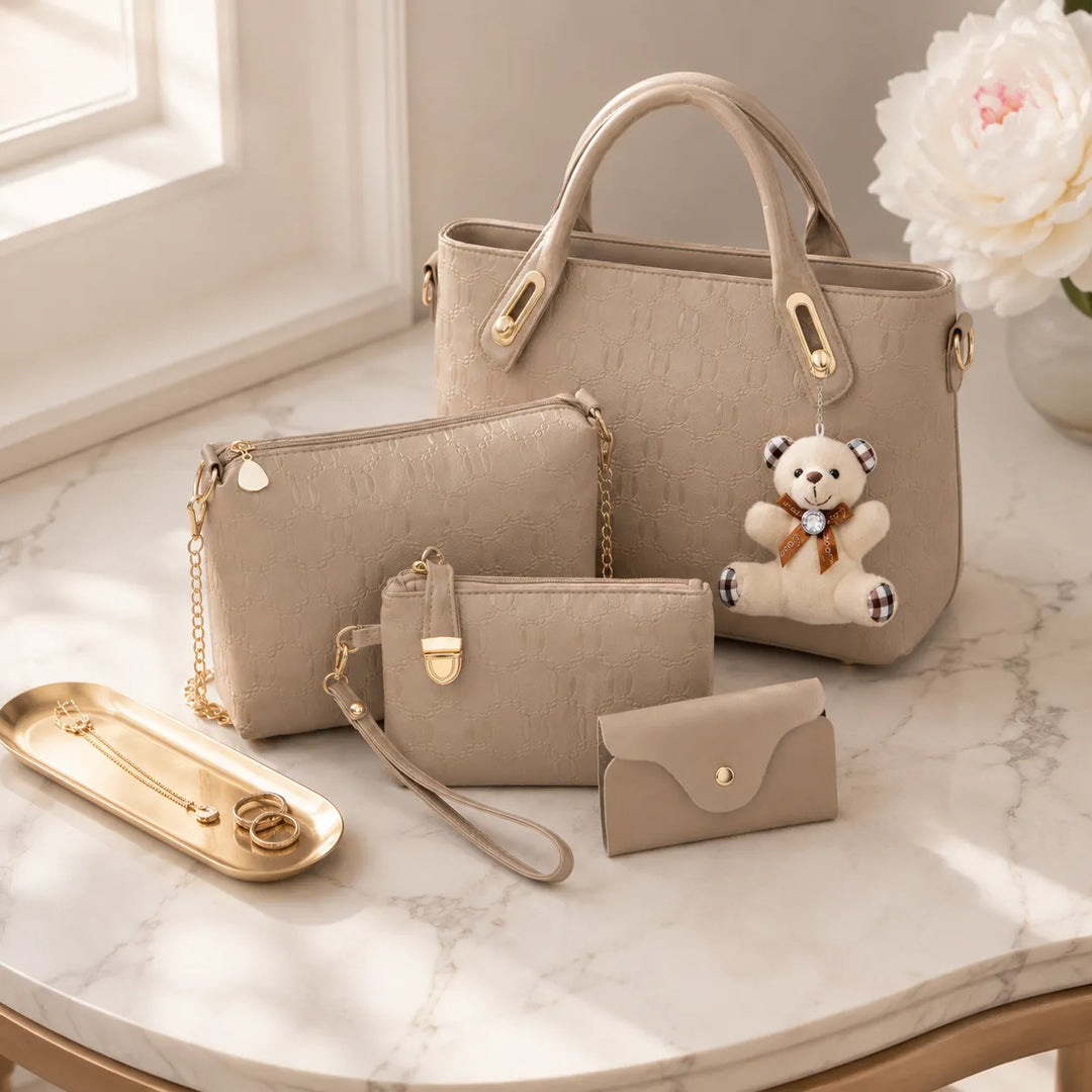 Belluna – Set torebek skórzanych w 4 częściach, väska tote, väska crossbody, saszetka, etui på karty
