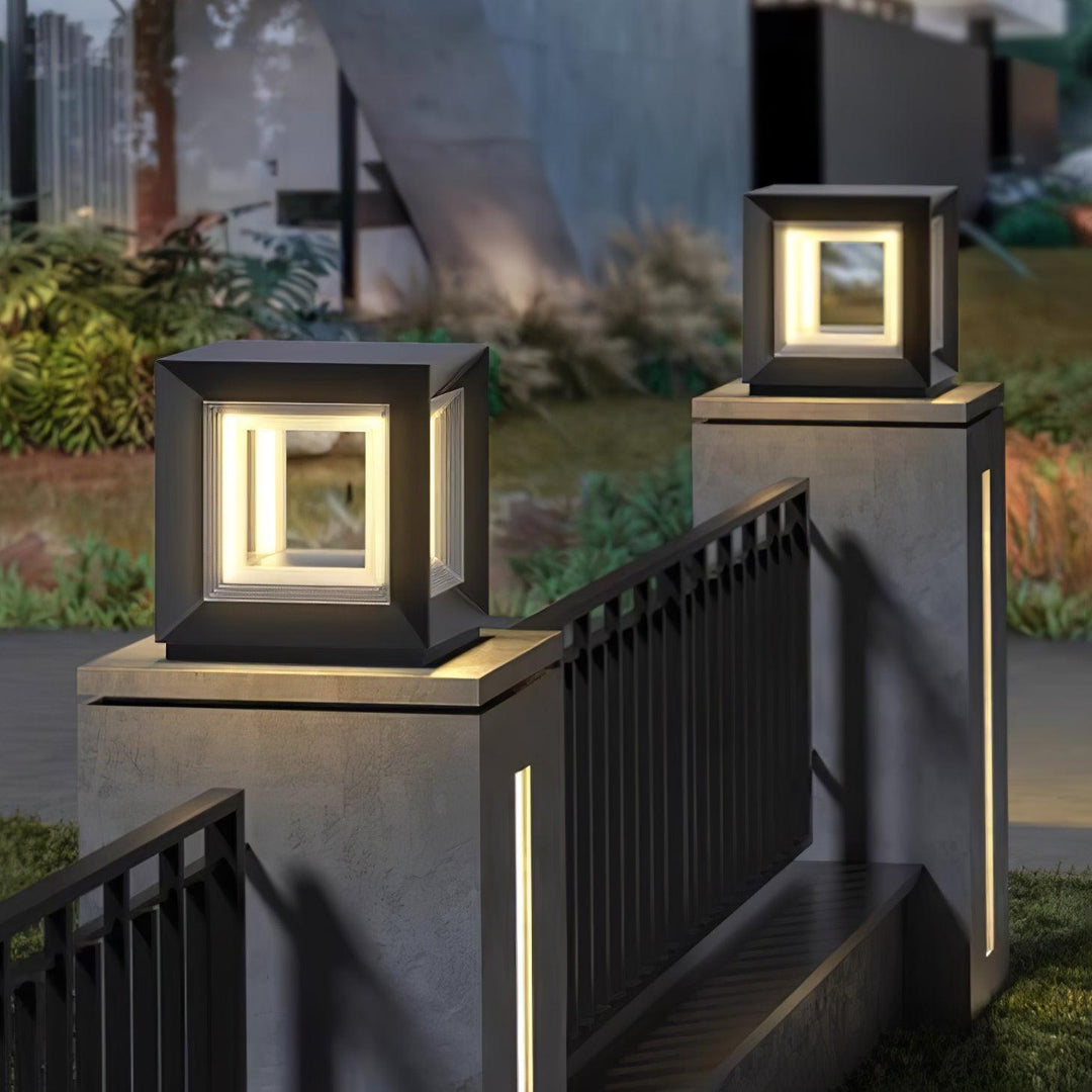 Ljus Kub Utomhus Postlampa
