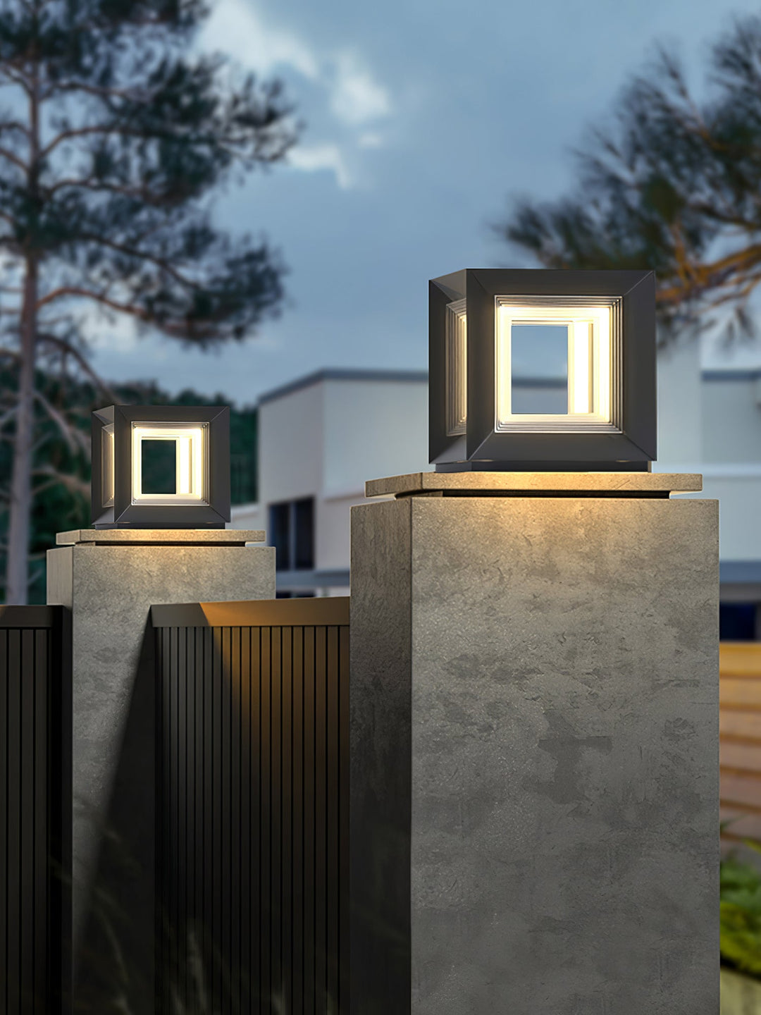 Ljus Kub Utomhus Postlampa